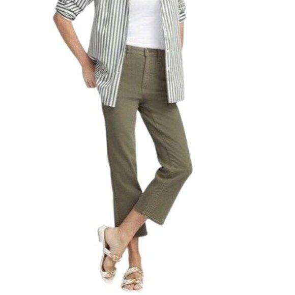 Talbots Denim - Talbots Straight Crop Denim Jeans in Olive Green Size 10